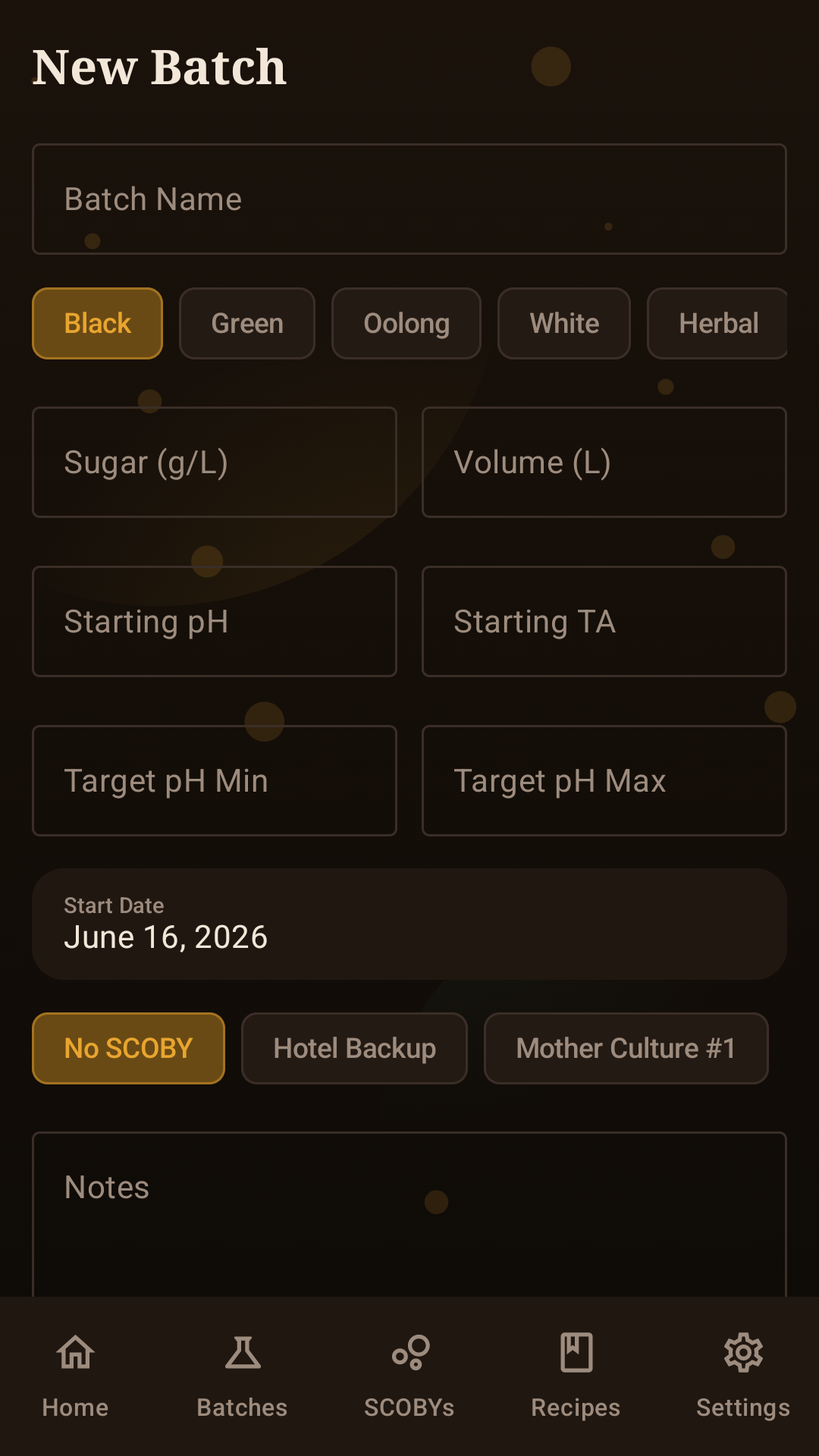 New batch screen